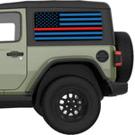 Black Blue With Red Line American Flag Decal For Jeep Wrangler