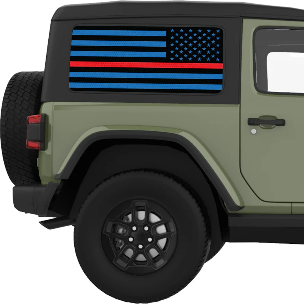 Black Blue With Red Line American Flag Decal For Jeep Wrangler