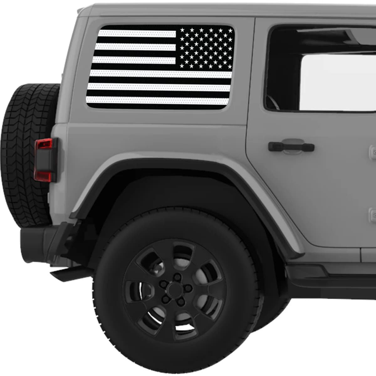 Black And White American Flag Decal For Jeep Wrangler