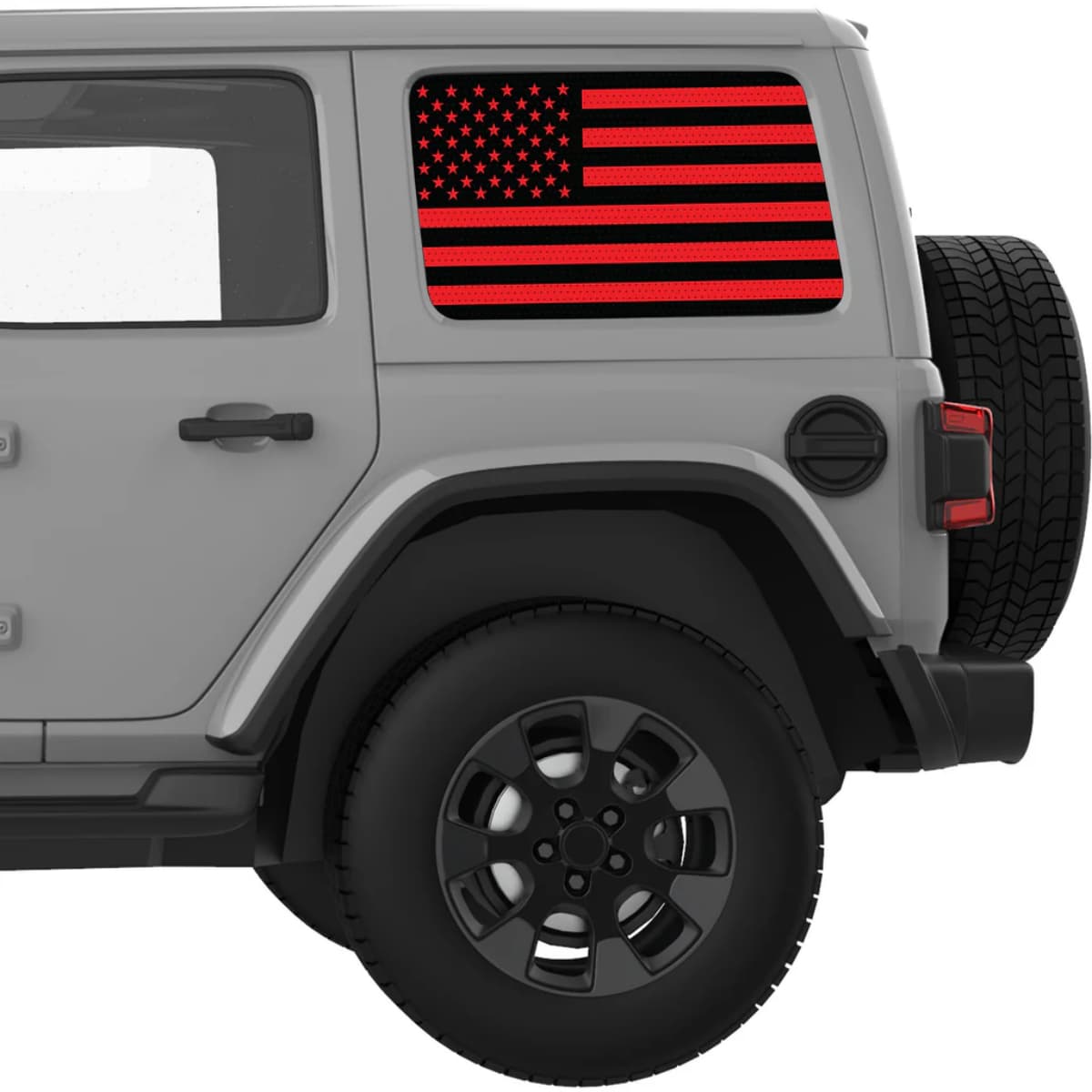 Black And Red American Flag Decal For Jeep Wrangler