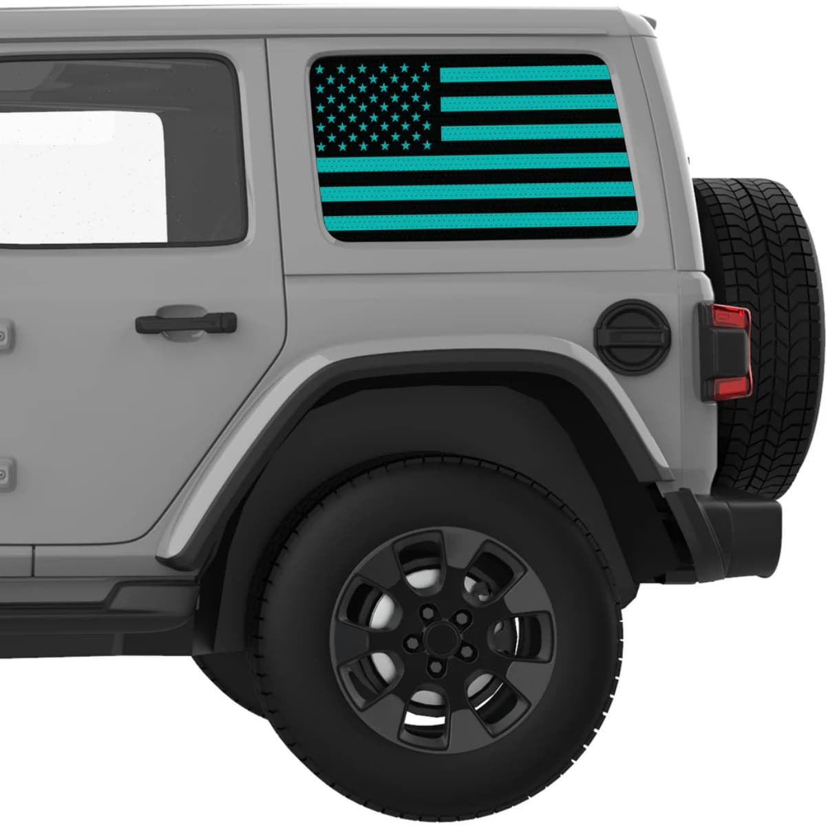 Black And Light Blue American Flag Decal For Jeep Wrangler