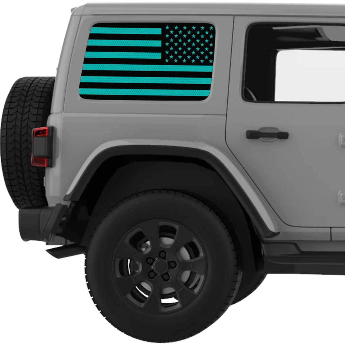 Black And Light Blue American Flag Decal For Jeep Wrangler