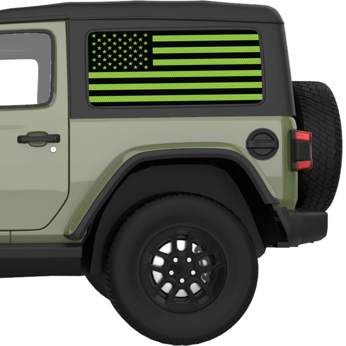 Black And Green American Flag Decal For Jeep Wrangler