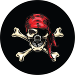 Jolly Roger Skull & Cross Bones Pirate Spare Tire Cover - Jeep, Bronco, RV, Camper & More