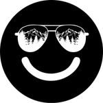Sunglasses in the Mountains Smiley Face Spare Tire Cover - Jeep, Bronco, RV, Camper & More
