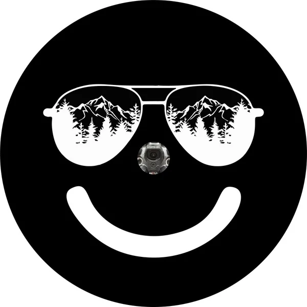 Sunglasses in the Mountains Smiley Face Spare Tire Cover - Jeep, Bronco, RV, Camper & More