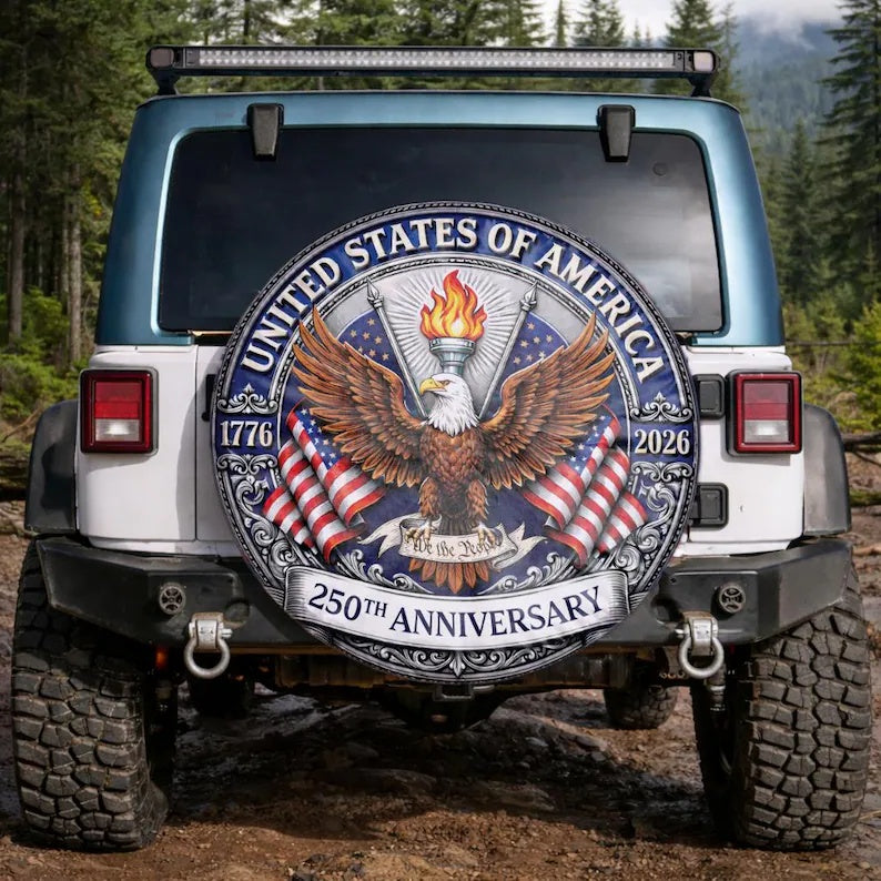 The Liberty Torch | Silver 250th Anniversary Spare Tire Cover
