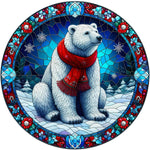 Stained Glass Polar Bear Spare Tire Cover - Jeep, Bronco, RV, Camper & More