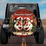 Holiday Country Farmhouse Crimson Sparkle Wine Drinking Chicken Spare Tire Cover - Jeep, Bronco, RV, Camper & More