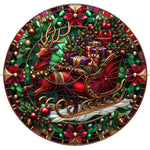 Stained Glass Christmas Reindeer Sleigh Spare Tire Cover - Jeep, Bronco, RV, Camper & More