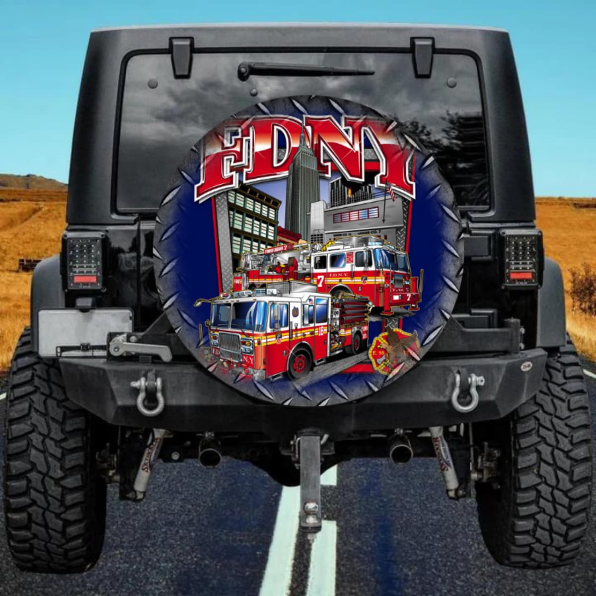 FDNY NYC City Skyline Spare Tire Cover