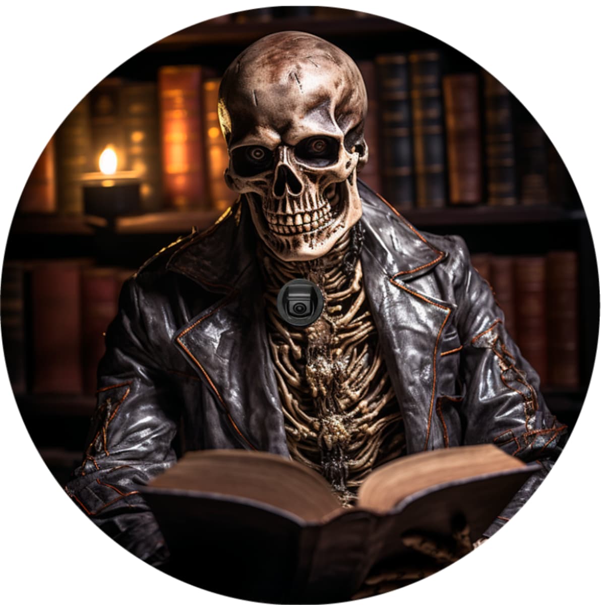 Biker Scholar Skull Spare Tire Cover