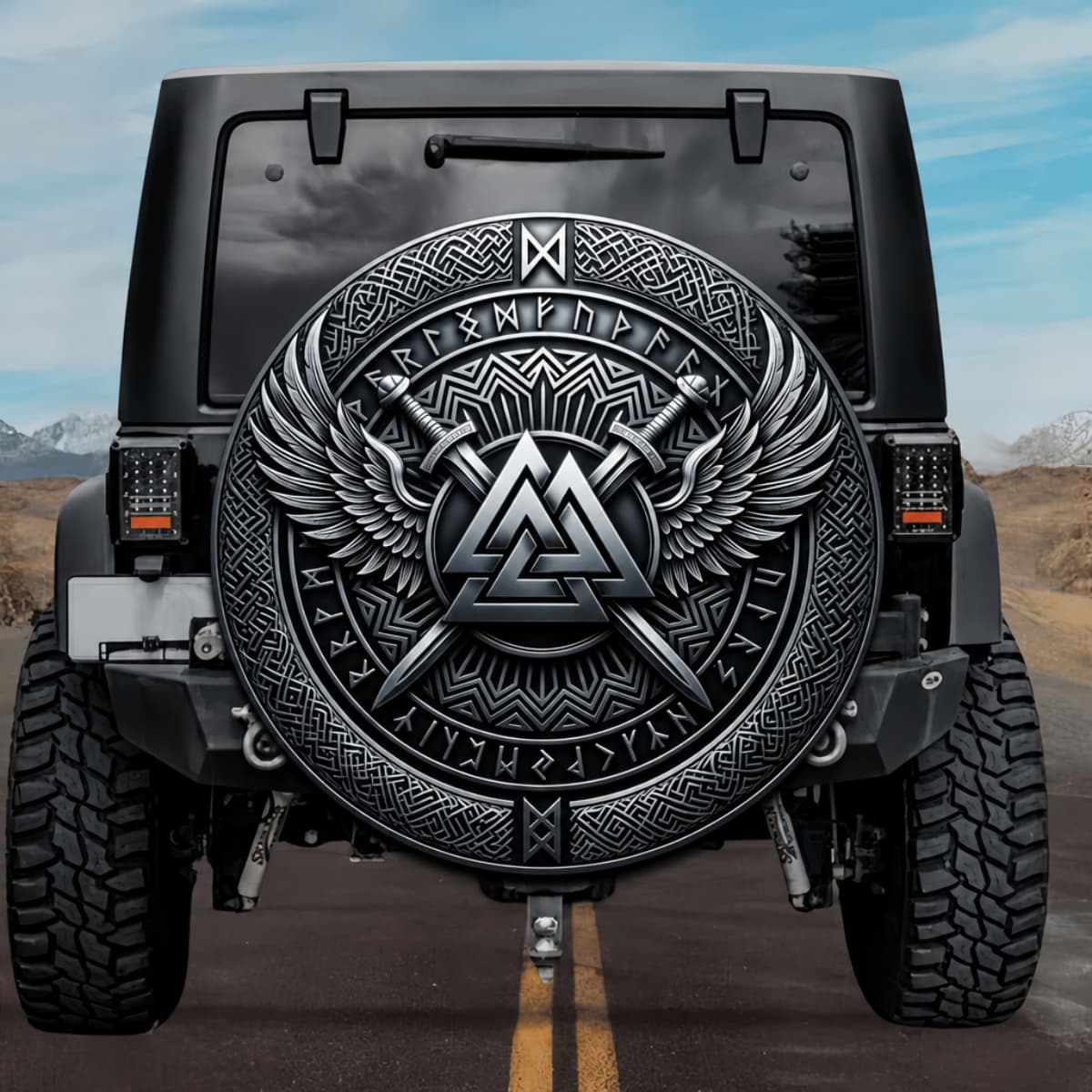 Tactical Viking Valknut Shield Spare Tire Cover