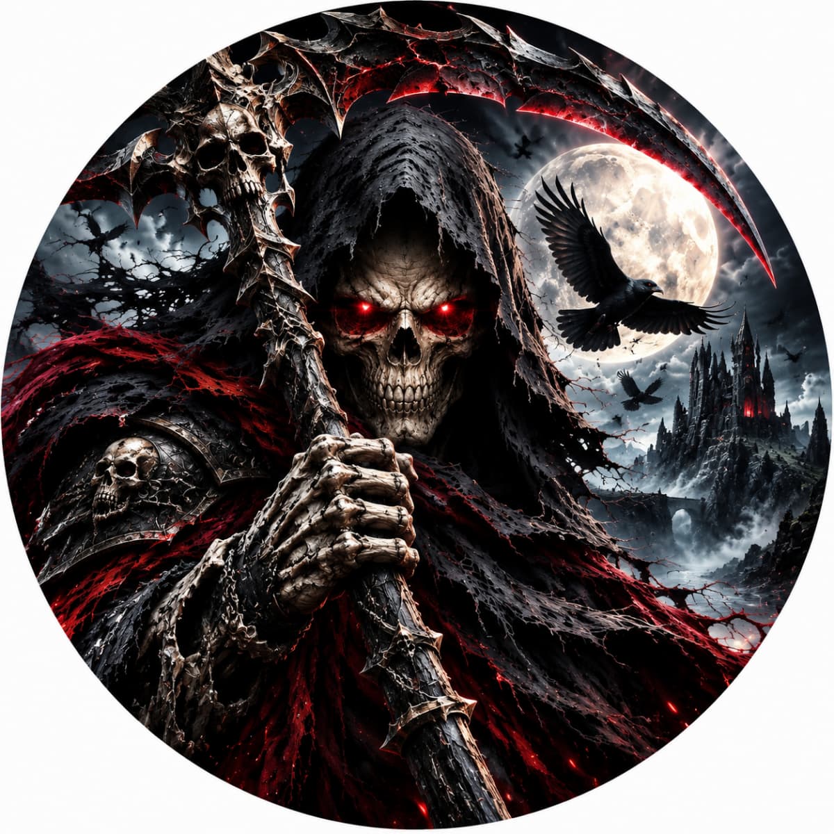 Grim Reaper Scythe Dark Gothic Spare Tire Cover - Jeep, Bronco, RV, Camper & More