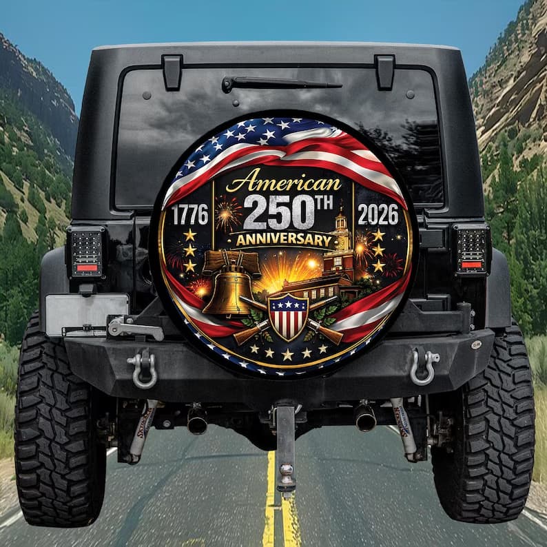 USA 250th Anniversary Spare Tire Cover - 1776-2026 Celebration Art