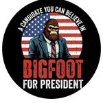 Patriotic Sasquatch in Suit American Flag Spare Tire Cover