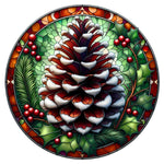 Stained Glass Snow Pinecone Spare Tire Cover - Jeep, Bronco, RV, Camper & More