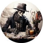 Skeleton Artist with Fedora Spare Tire Cover