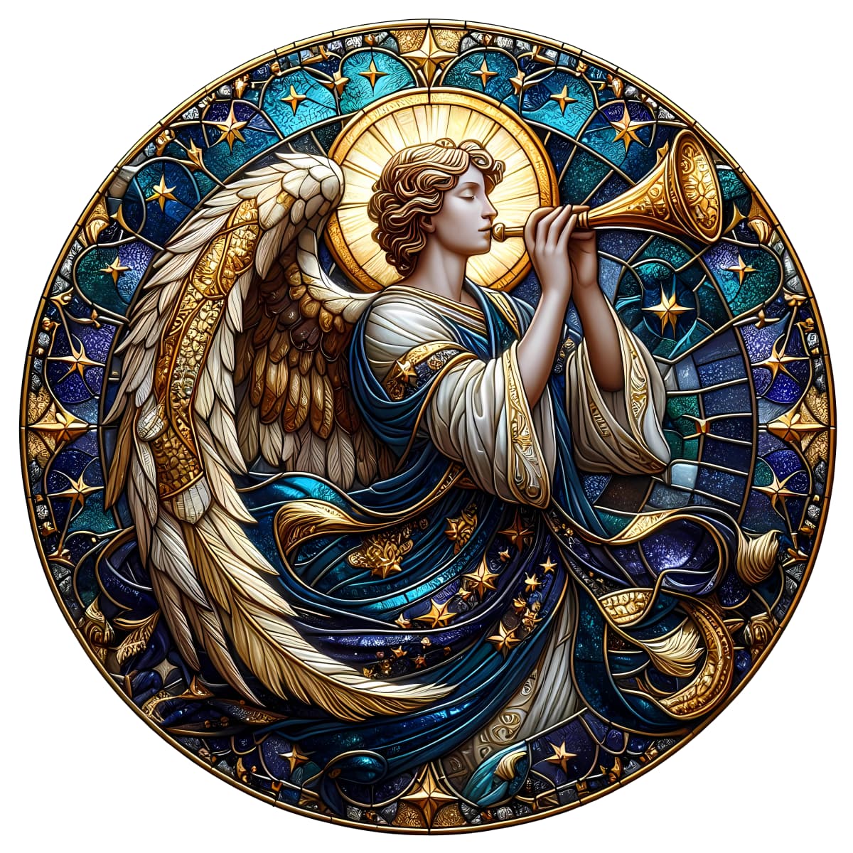 Stained Glass Celestial Angel Spare Tire Cover - Jeep, Bronco, RV, Camper & More