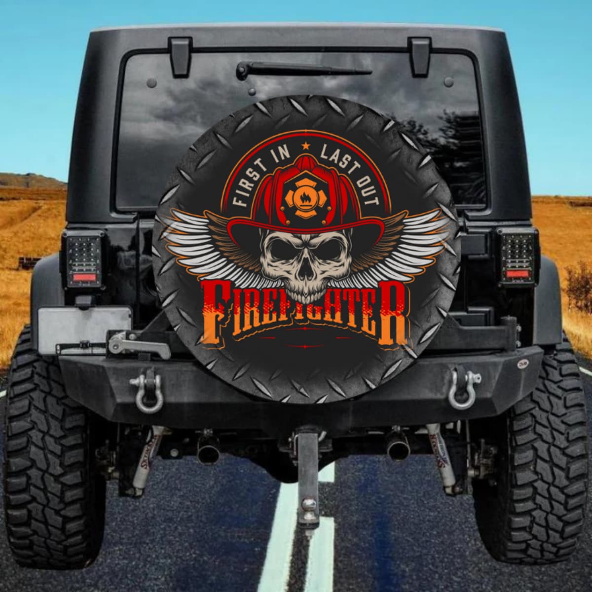First In Last Out Firefighter Spare Tire Cover