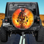 Firefighter Walking Through Fire Spare Tire Cover