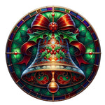 Stained Glass Christmas Bell Spare Tire Cover - Jeep, Bronco, RV, Camper & More