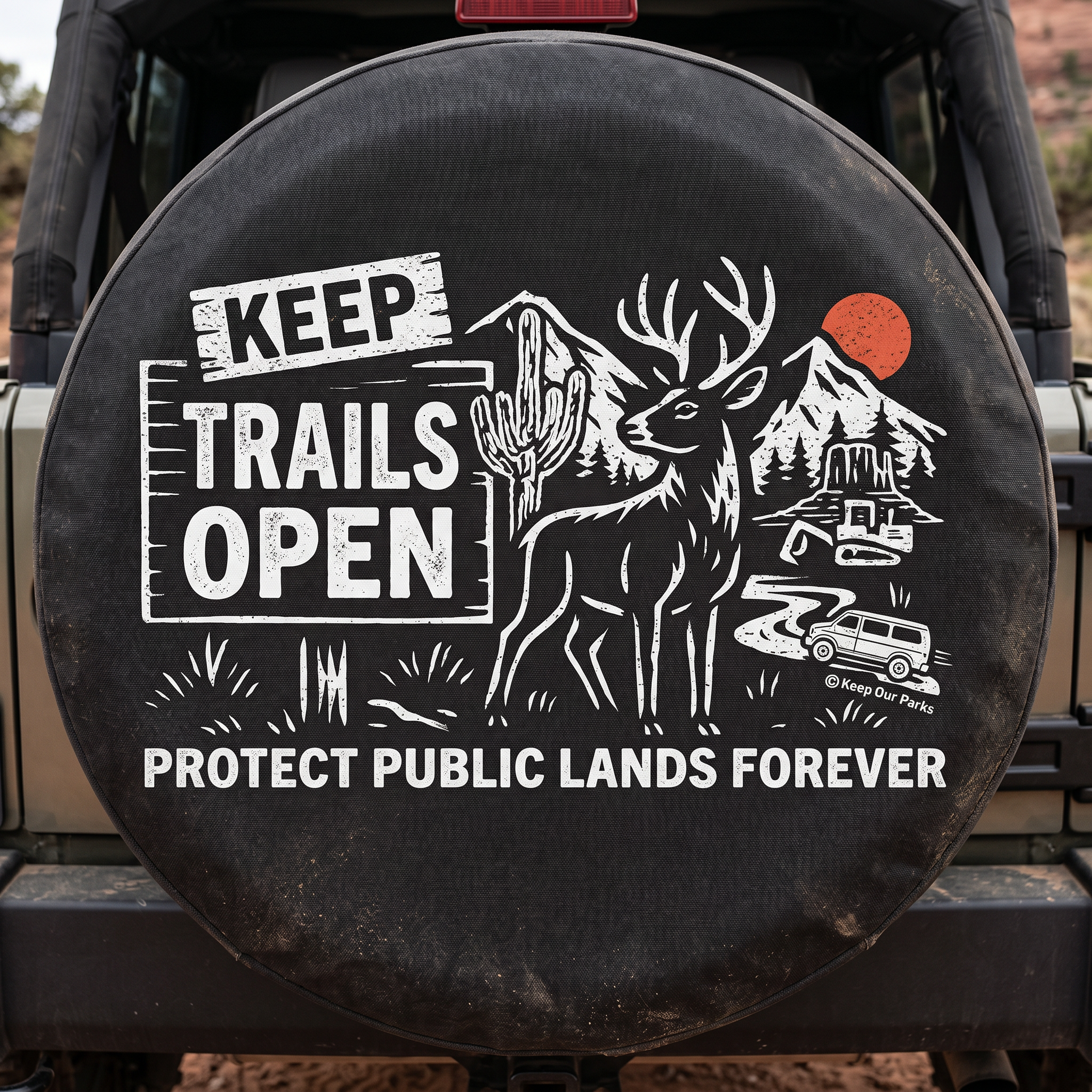 Keep Trails Open Deer Spare Tire Cover