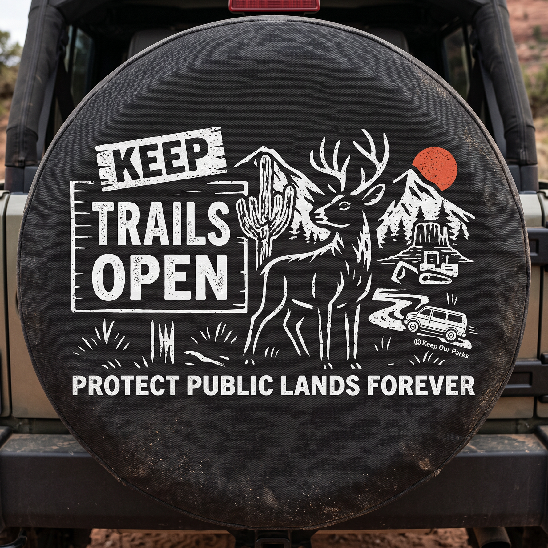 Keep Trails Open Deer Spare Tire Cover