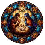 Stained Glass Holy Family Nativity Spare Tire Cover - Jeep, Bronco, RV, Camper & More
