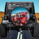 Modern Fire Truck with Flashing Lights Spare Tire Cover