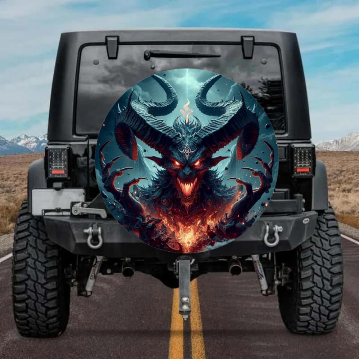 Cool Dark Mythology Demon Face Spare Tire Cover
