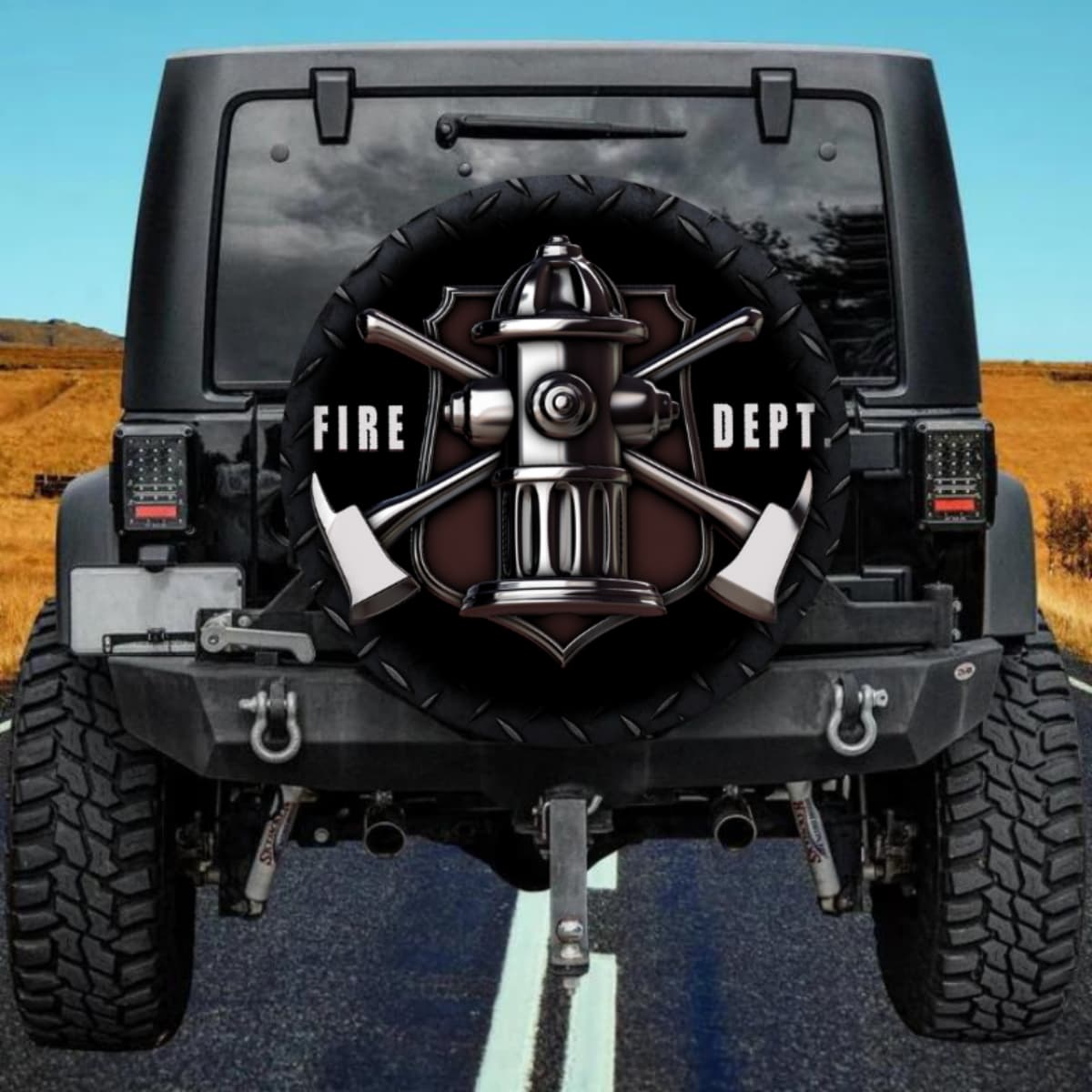 3D Fire Hydrant & Crossed Axes Shield Spare Tire Cover