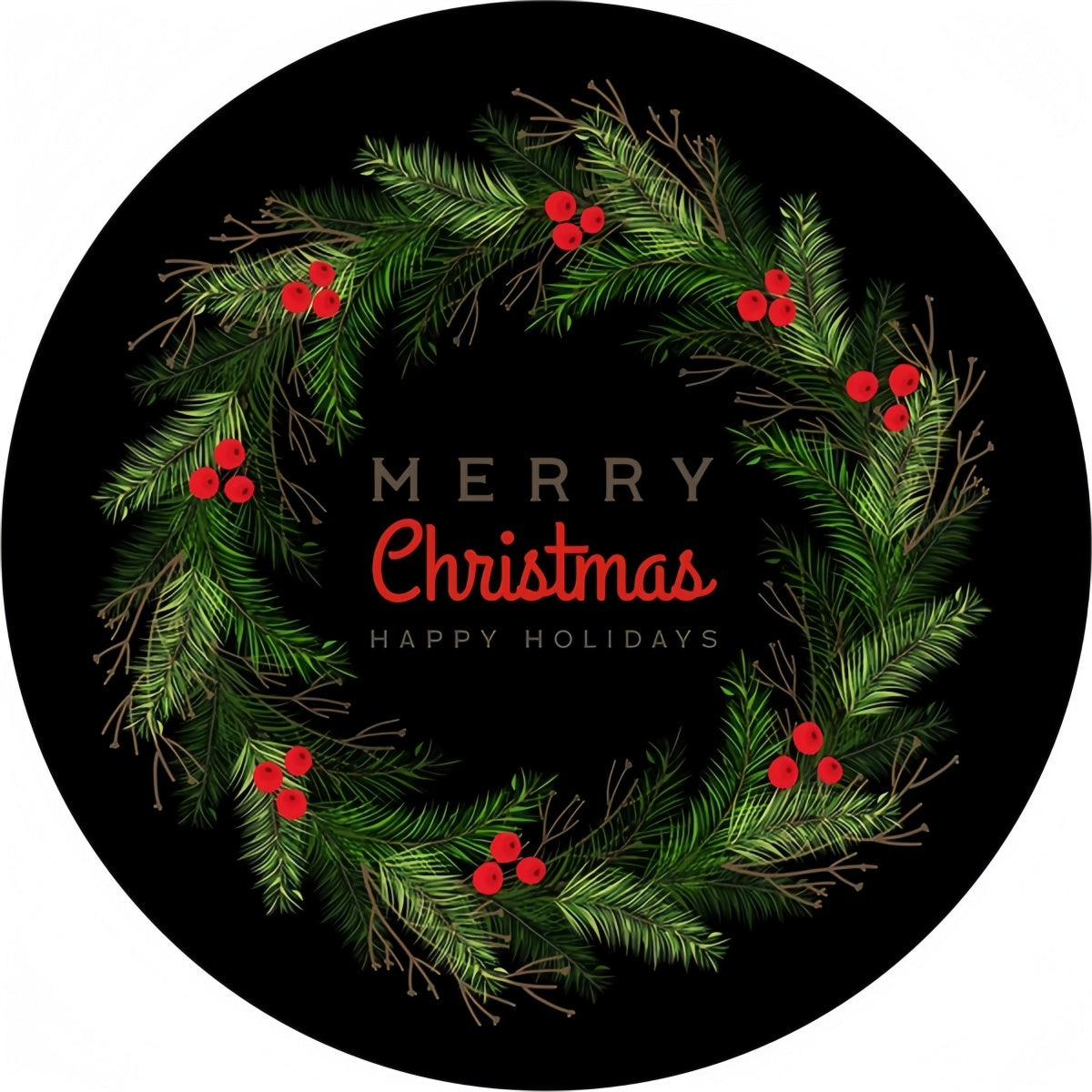 Merry Christmas Wreath Spare Tire Cover - Jeep, Bronco, RV, Camper & More