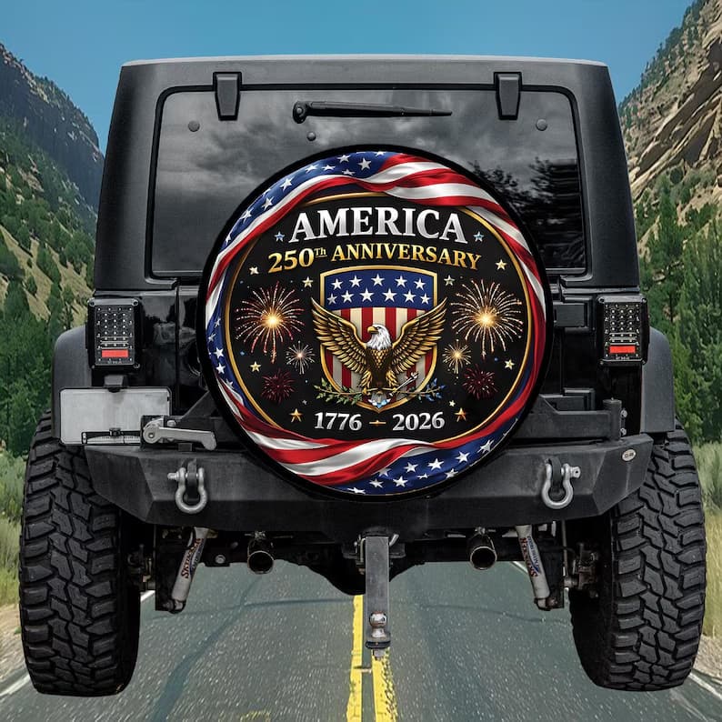 American Eagle Spare Tire Cover - 250th Anniversary 1776-2026 Celebration Art