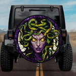 Gothic Medusa Gorgon Snake Hair Violet Stained Glass Spare Tire Cover