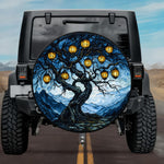 Tactical Gothic Haunted Tree Glowing Lanterns Blue Spare Tire Cover