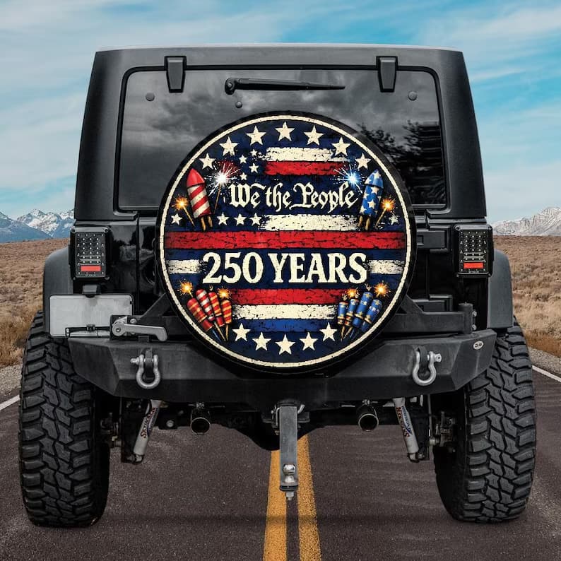 We the People Spare Tire Cover - 250th Anniversary 1776-2026 Celebration Art