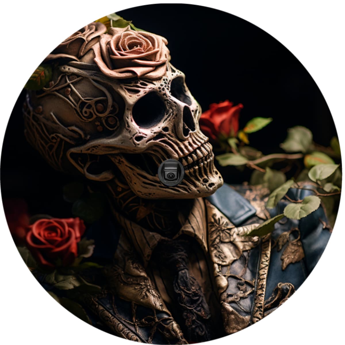 Gilded Rose Skull Spare Tire Cover