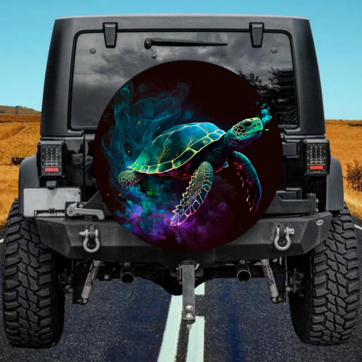 Trippy Smoke Sea Turtle Spare Tire Cover