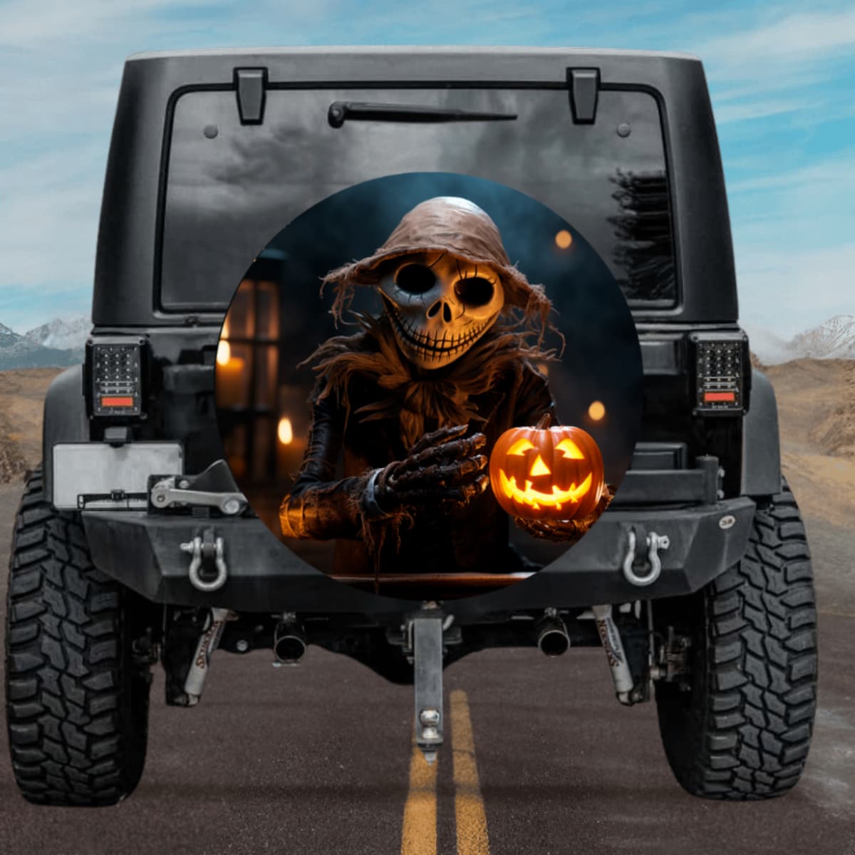 Hooded Pumpkin Reaper Spare Tire Cover