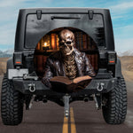 Biker Scholar Skull Spare Tire Cover