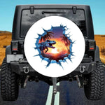 Off-Road Adventurer Favorite 3D Blue Dinosaur Beach Sunset Tire Cover