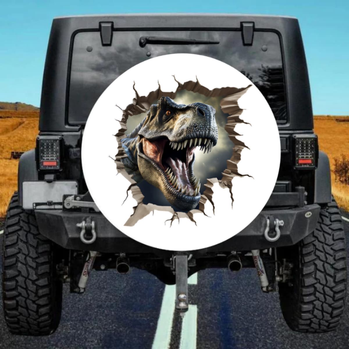 The Wilderness Beast 3D Rip-Out T-Rex Black Spare Tire Cover