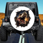 Sunset Glow Rip Through Wall Roaring Tyrannosaurus Rex SUV Tire Cover