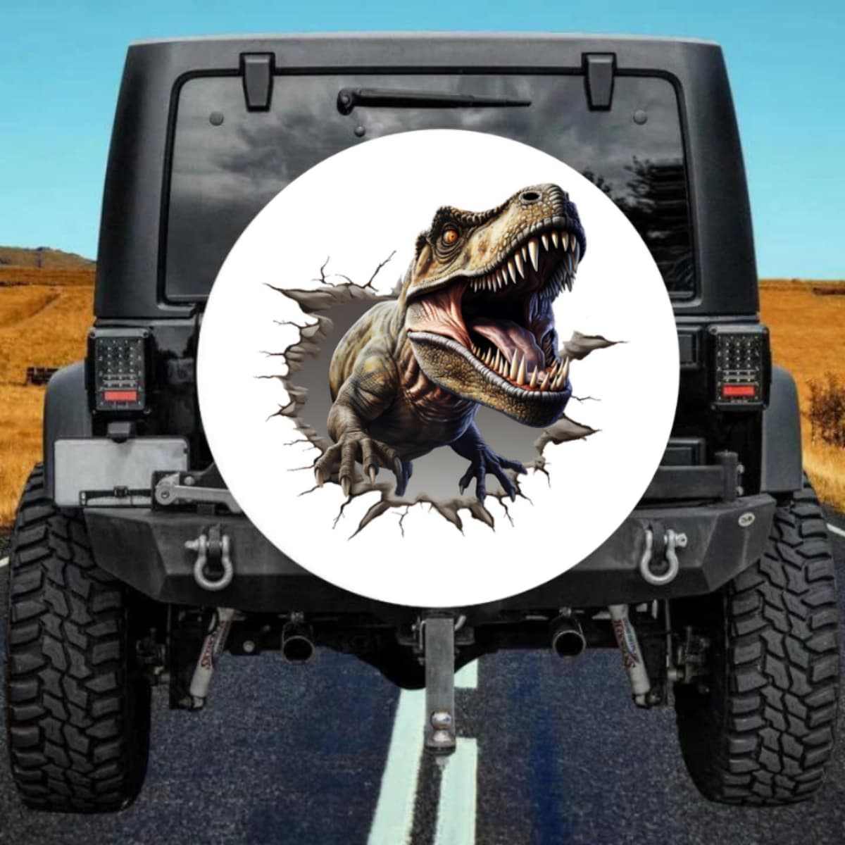 The Earth Beast 3D Rip-Out T-Rex Black Spare Tire Cover