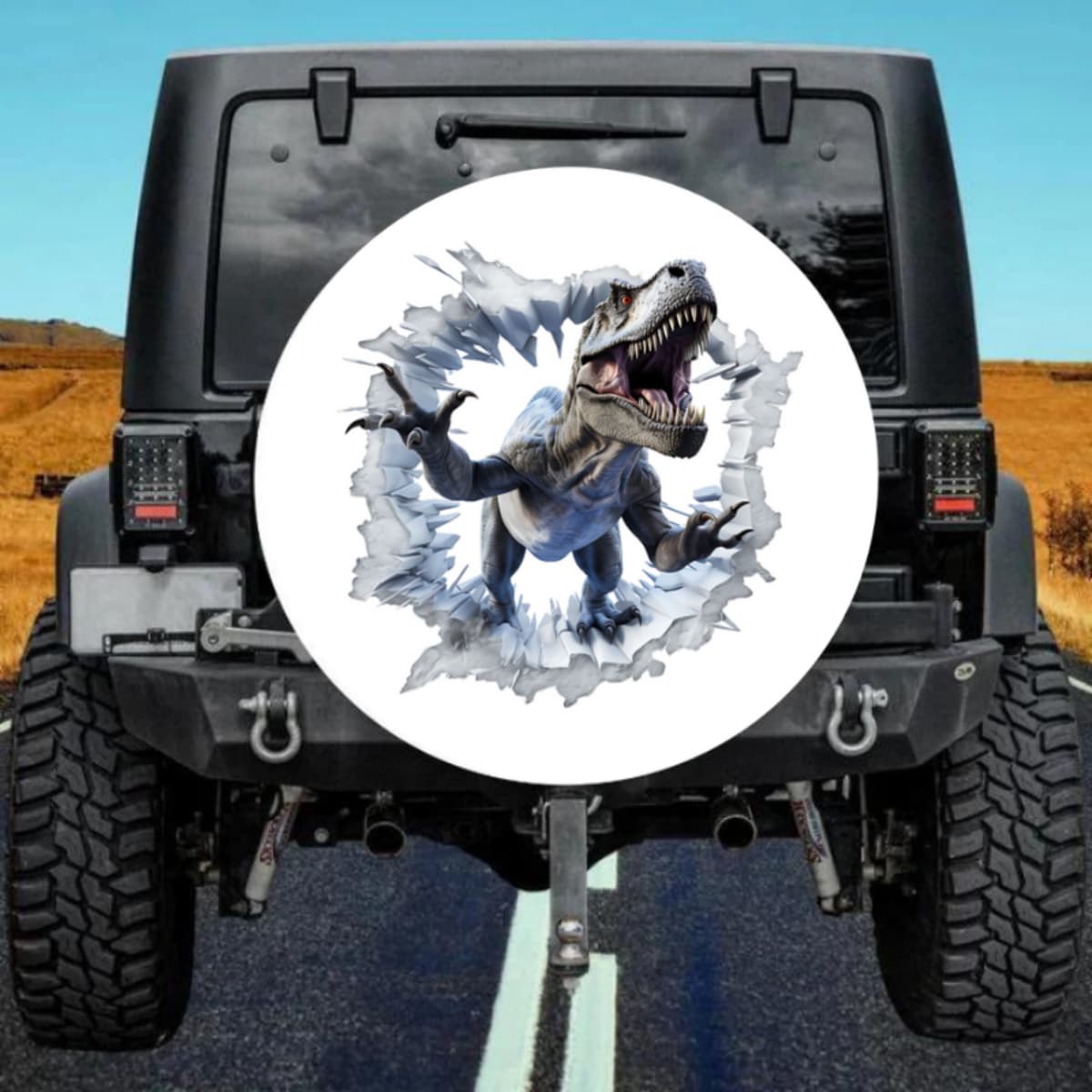 The Striking Beast 3D Full-Body T-Rex Black Spare Tire Cover