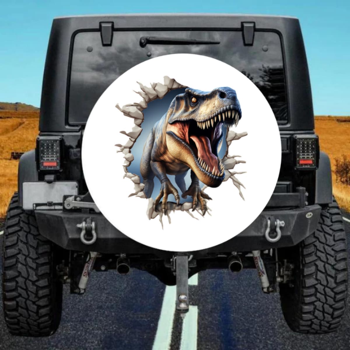 Off-Road Beast Favorite 3D Dinosaur Wall Tear Tire Cover