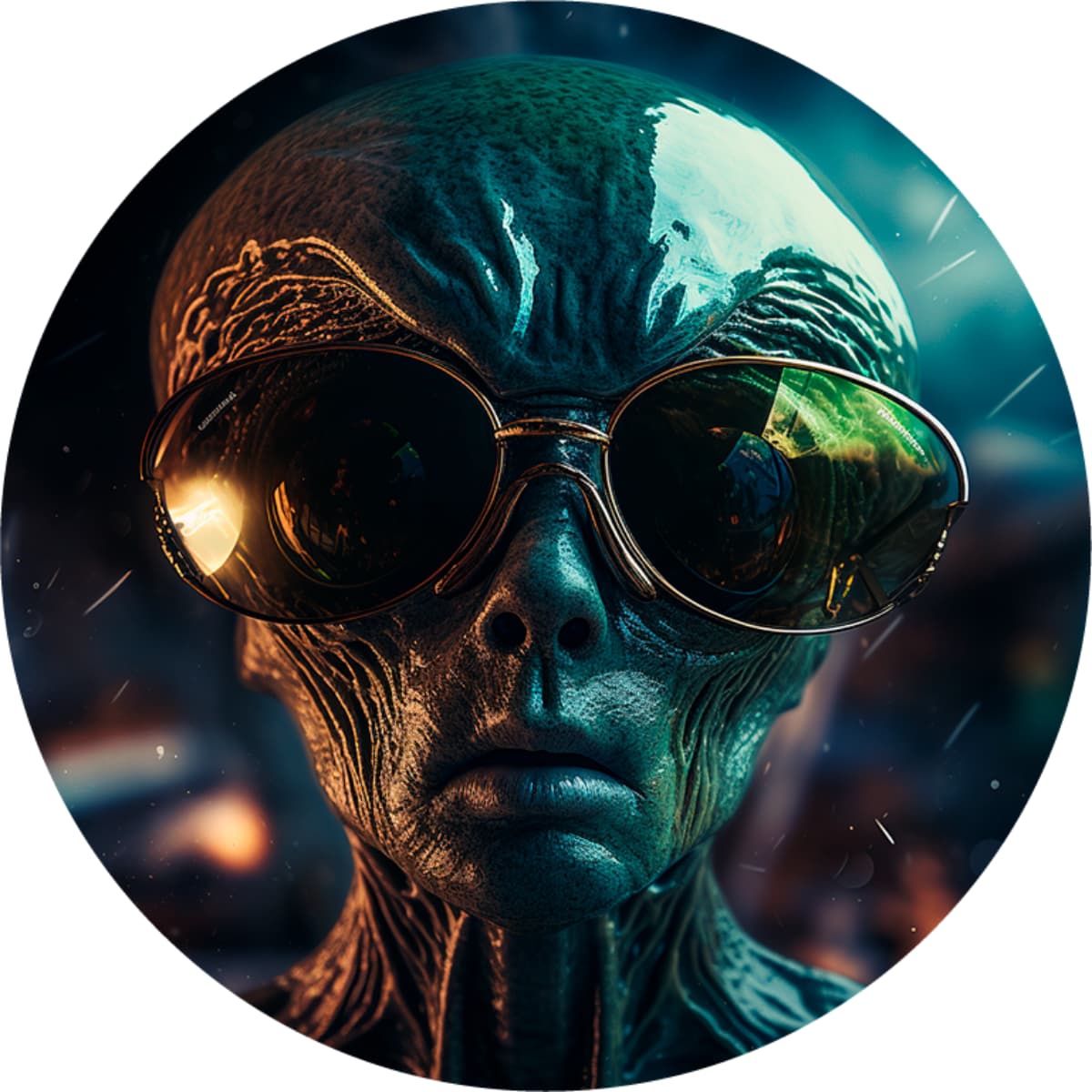 Alien Wearing Sunglasses Spare Tire Cover - Sci-Fi Art