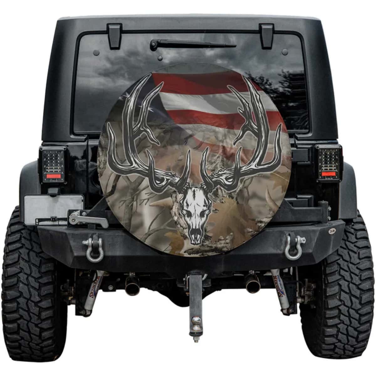 Patriotic Whitetail Buck Antlers Hunting Camo SUV Tire Cover Accessories