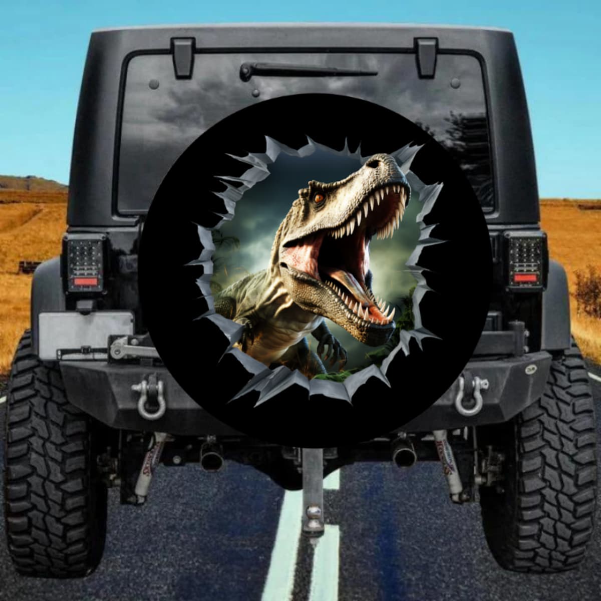 The Wilderness Beast 3D Rip-Out T-Rex Black Spare Tire Cover